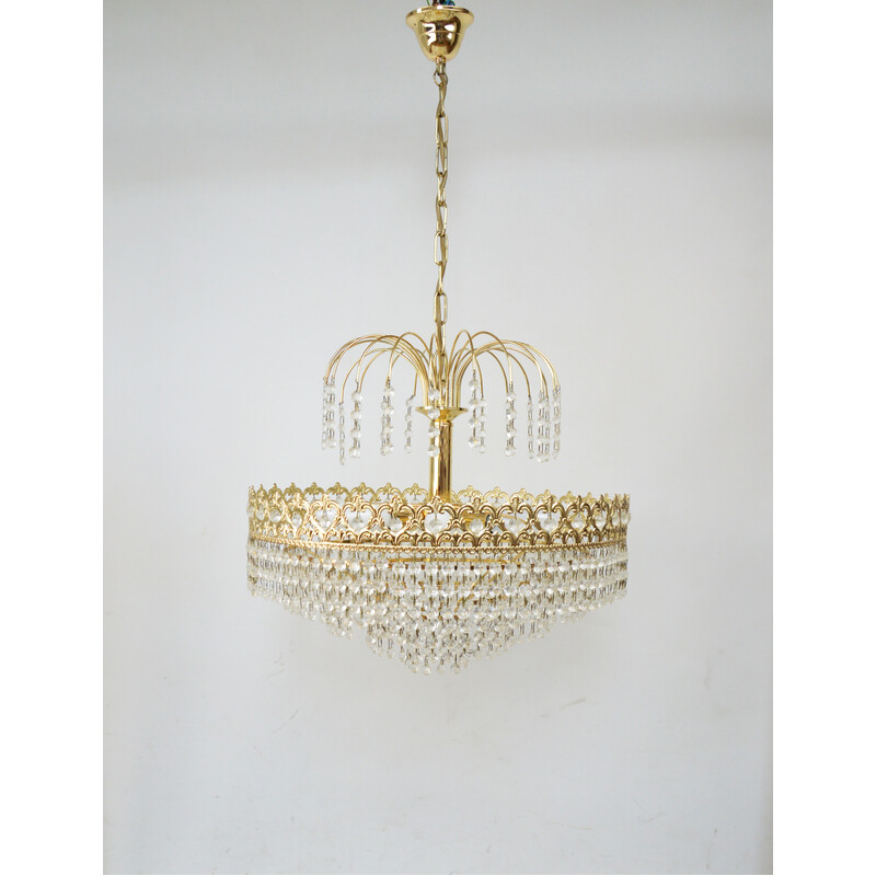 Lustre de cristal vintage, Alemanha 1970s