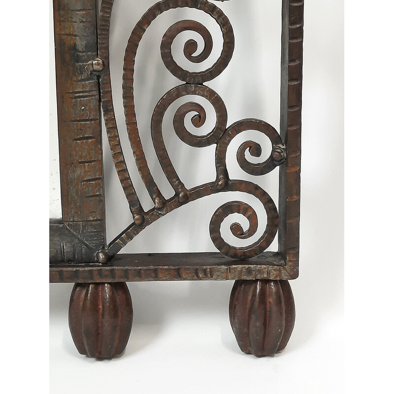 Vintage wrought-iron Art Deco mirror by François Carion