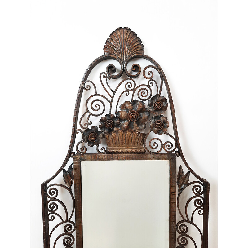 Vintage wrought-iron Art Deco mirror by François Carion