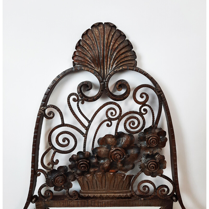 Vintage wrought-iron Art Deco mirror by François Carion