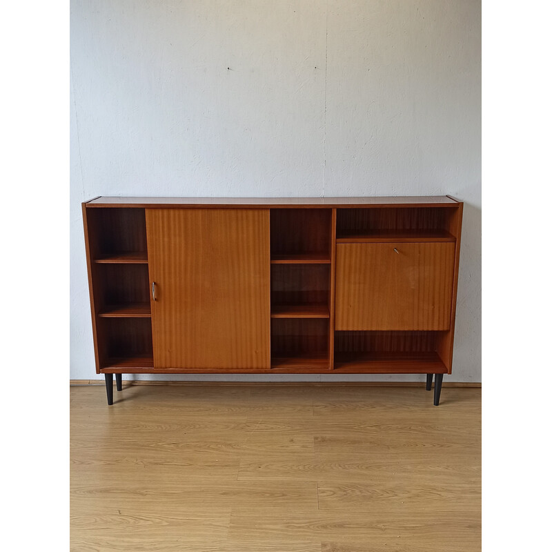 Vintage wood and glass sideboard, 1970s