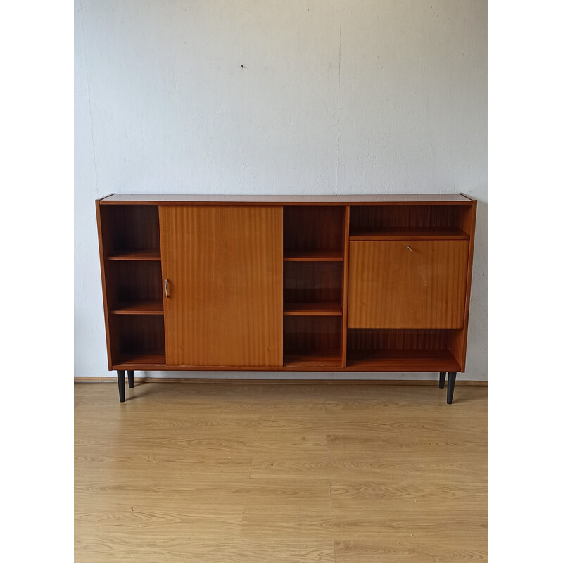 Vintage wood and glass sideboard, 1970s