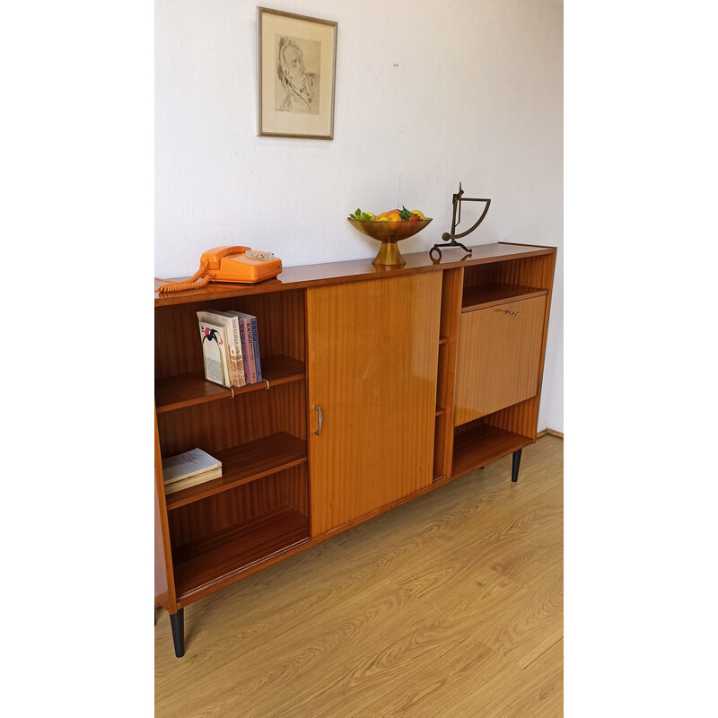 Vintage wood and glass sideboard, 1970s
