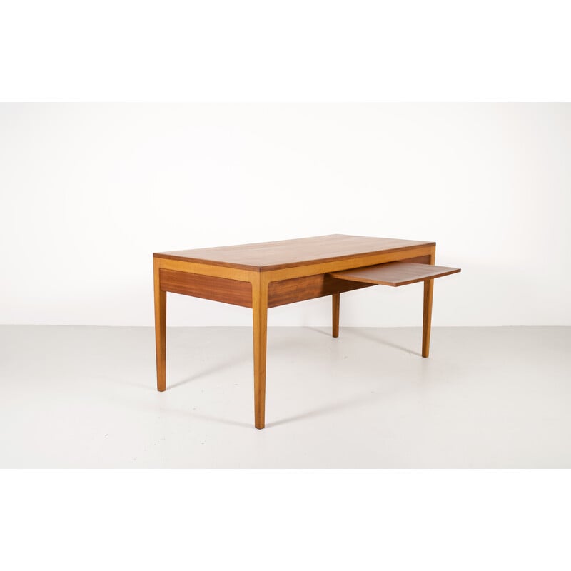 Bureau vintage minimaliste scandinave en bois exotique, 1960