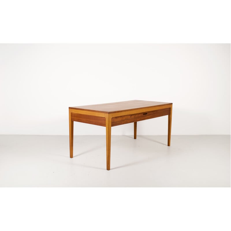 Bureau vintage minimaliste scandinave en bois exotique, 1960