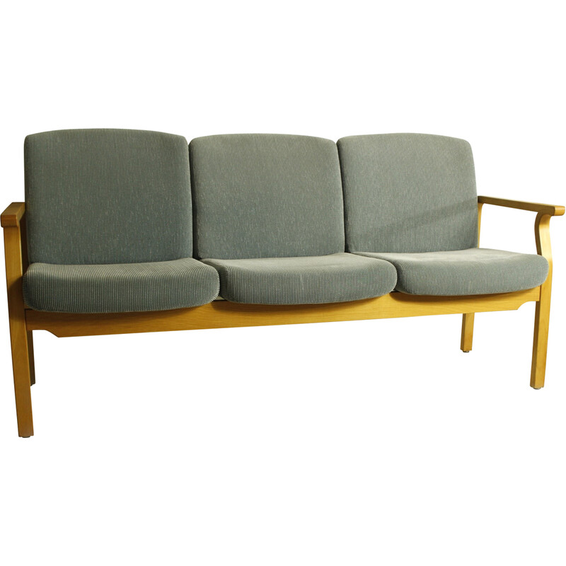 Scandinavian vintage bentwood and fabric upholstery sofa, 1980s