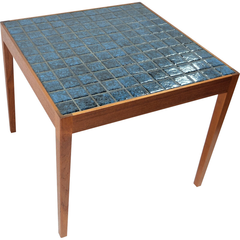 Scandinavian vintage teak and ceramic coffee table, 1960