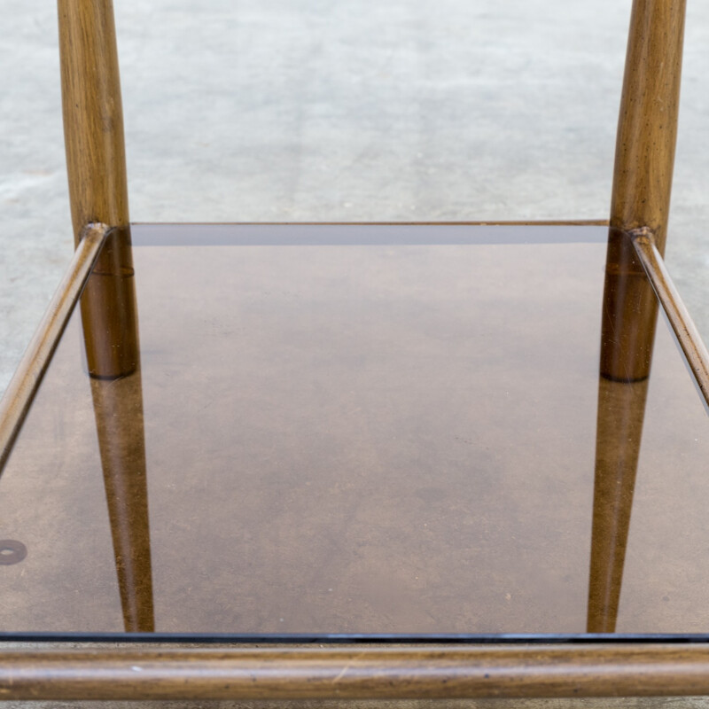 Brown sidetable in metal and glass - 1970s