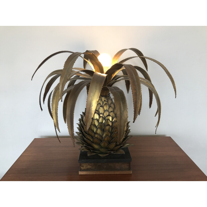 Lampe dorée en laiton Ananas par Maison Jansen - 1970