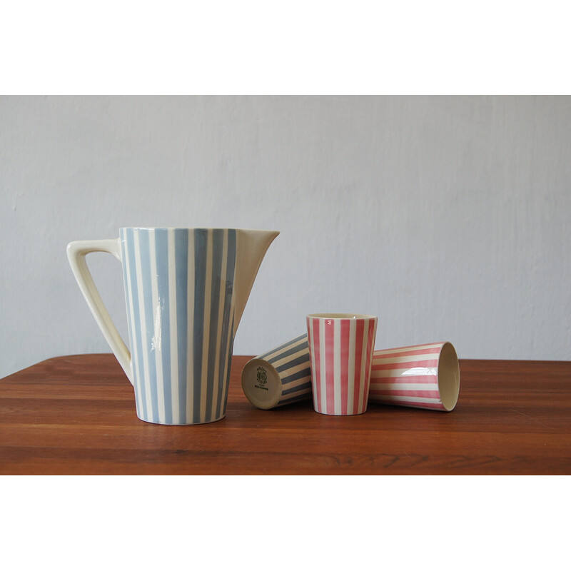 Set of vintage lemonade jugs and cups by Staffel Limburg, 1950