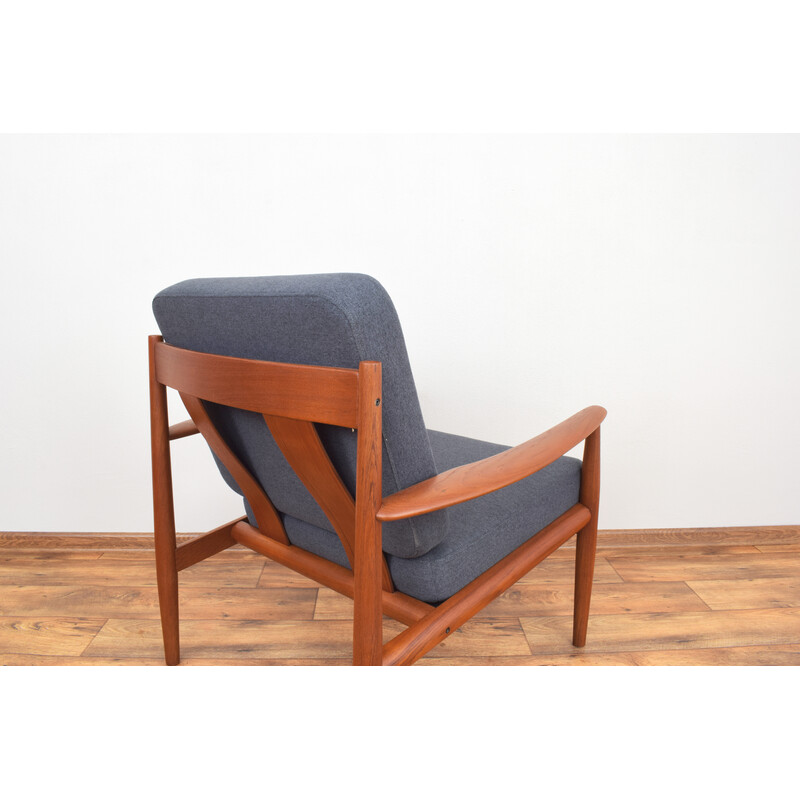 Vintage teak and fabric armchair by Grete Jalk for France and Søn, 1960