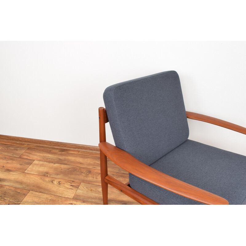 Vintage teak and fabric armchair by Grete Jalk for France and Søn, 1960