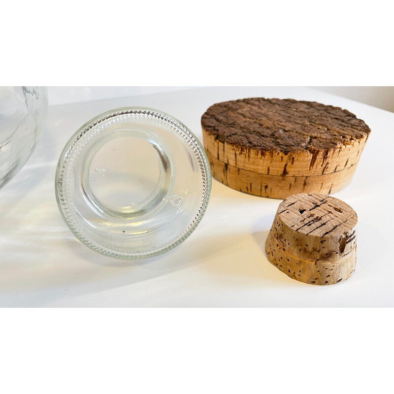 Vintage jars in blown glass and cork