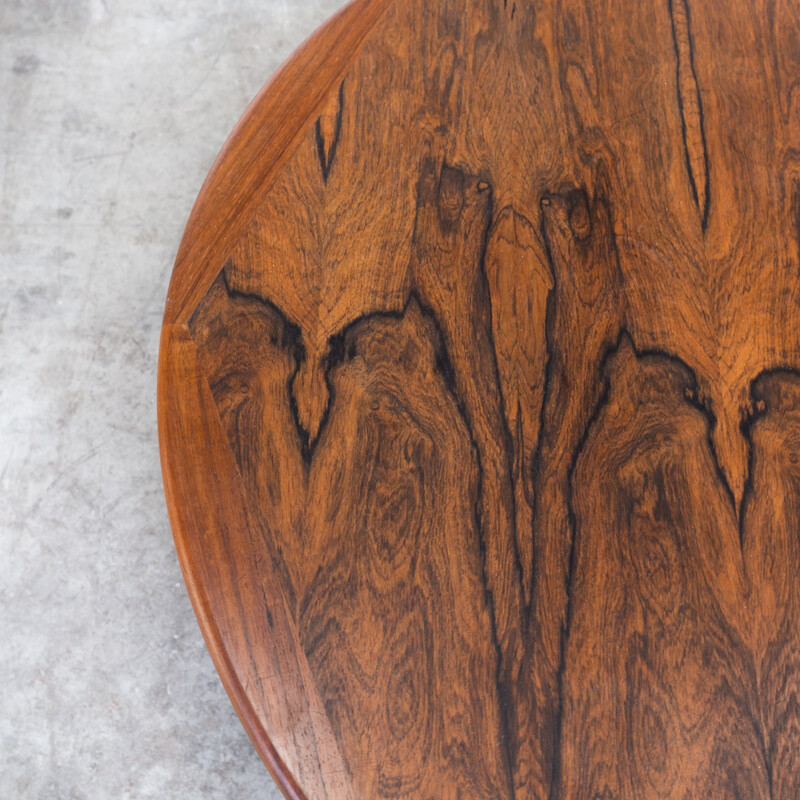 Rosewood round coffee table with caned insert - 1970s