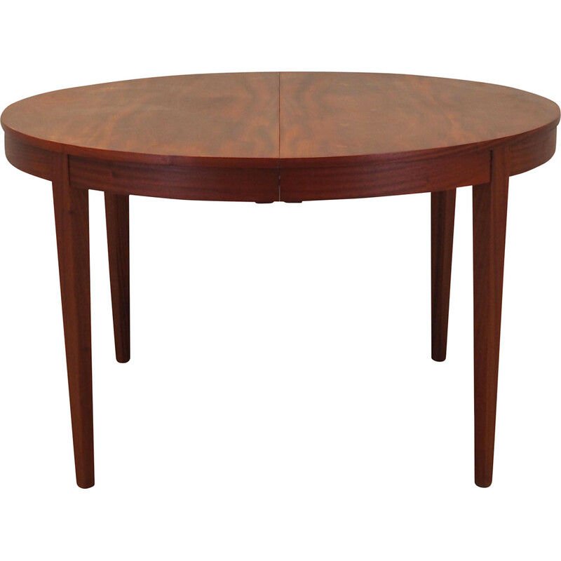 Vintage round mahogany table, Denmark 1970s