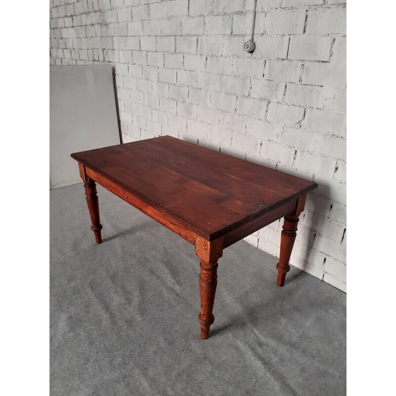 Table vintage en bois brut, 1900