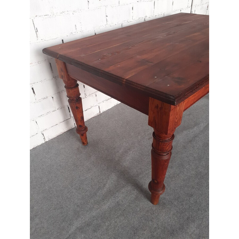 Table vintage en bois brut, 1900