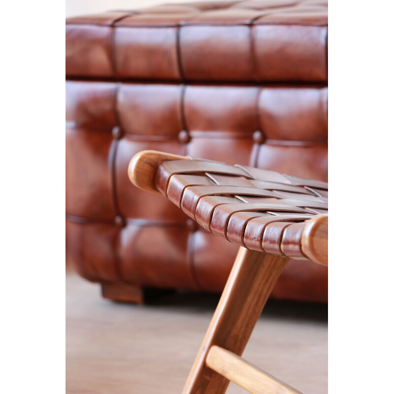Paire de fauteuils vintage en teck et cuir modèle "Los Angeles" par Olivier de Schrijver