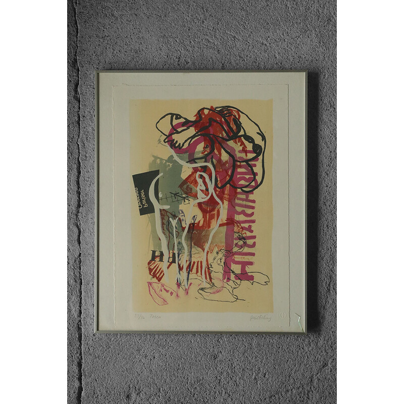 Vintage framed lithograph by Poul Esting