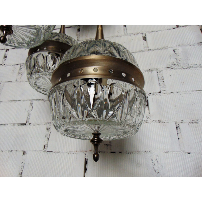 Vintage aluminium en glazen Cascade kroonluchter