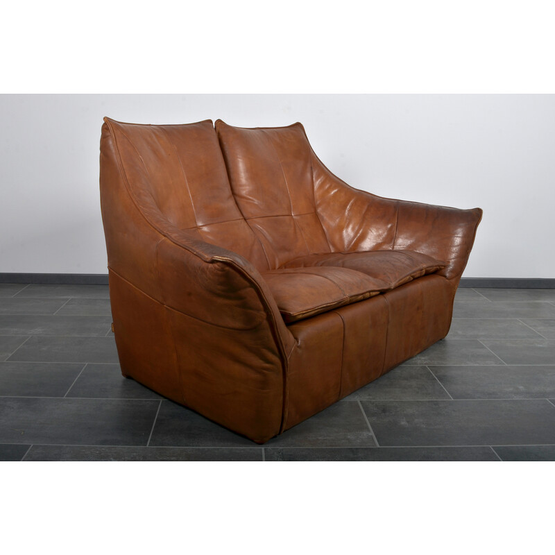 Vintage Denver sofa in smooth leather and wood by Gerard van den Berg for Montis, 1970