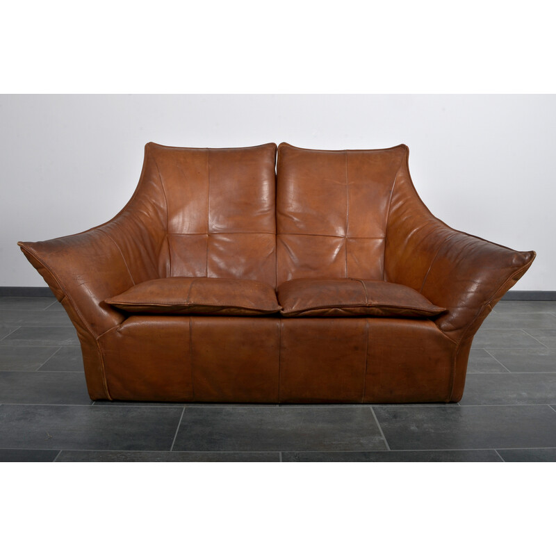 Vintage Denver sofa in smooth leather and wood by Gerard van den Berg for Montis, 1970