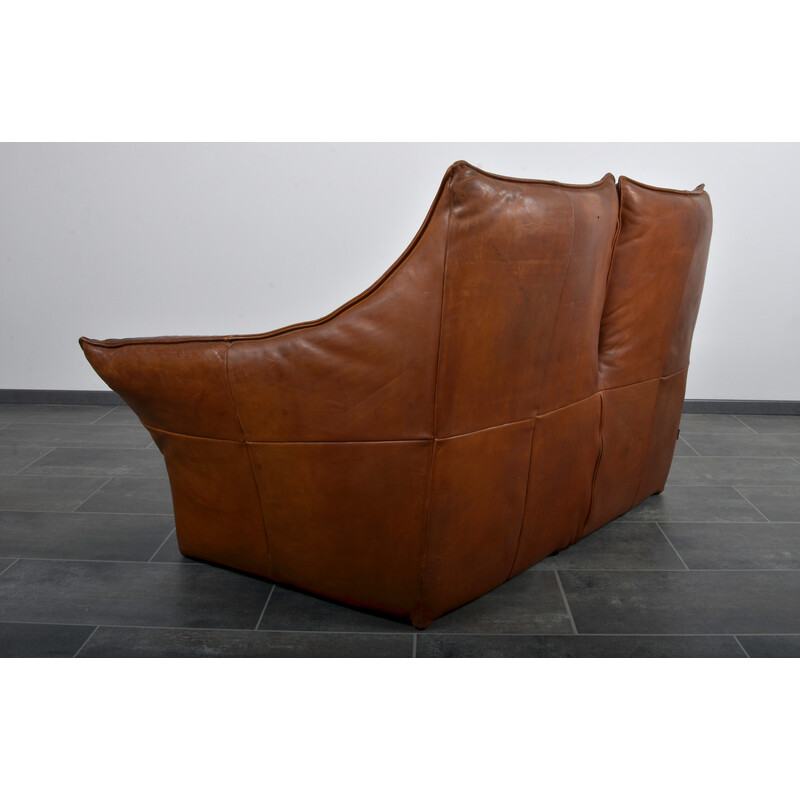 Vintage Denver sofa in smooth leather and wood by Gerard van den Berg for Montis, 1970