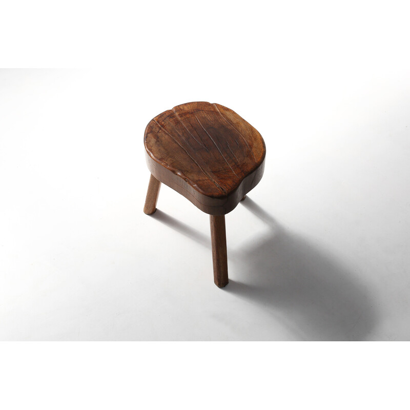 Vintage rustic wooden stool, 1930