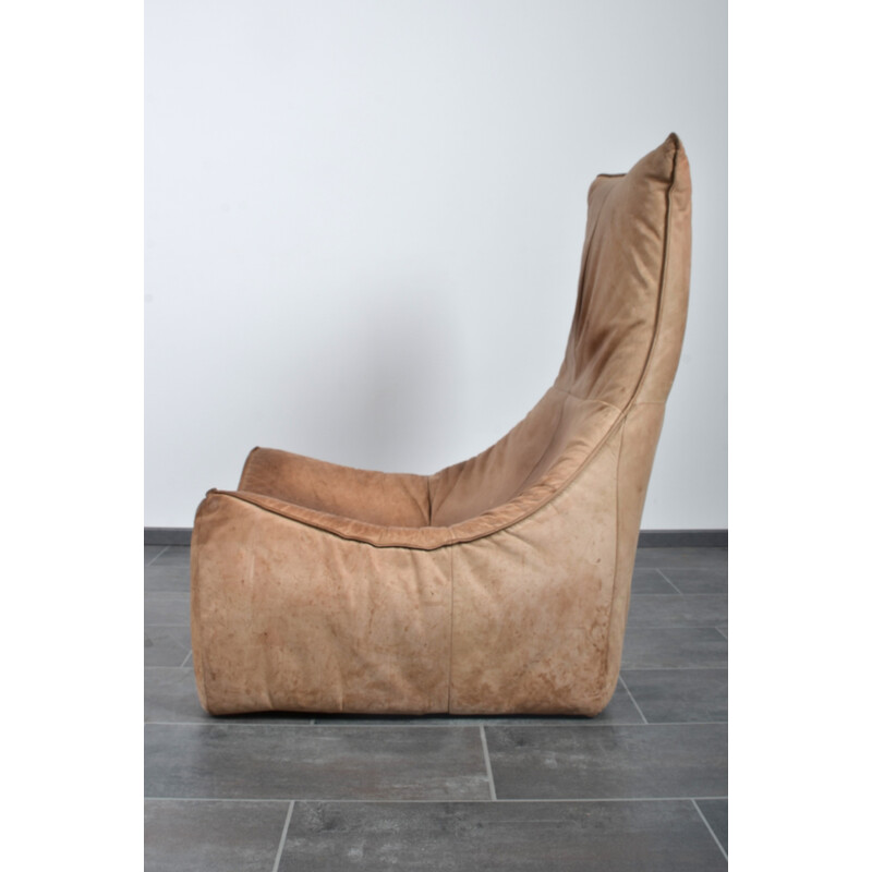 Vintage Florence armchair in cognac leather and wood by Gerard van den Berg for Montis