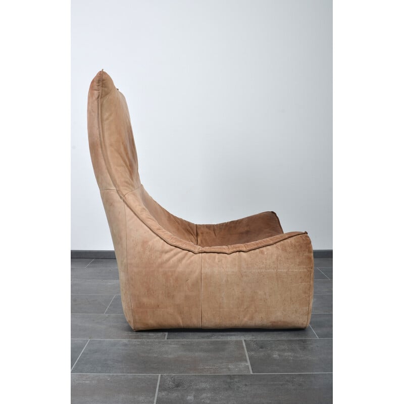 Vintage Florence fauteuil in cognac leer en hout van Gerard van den Berg voor Montis
