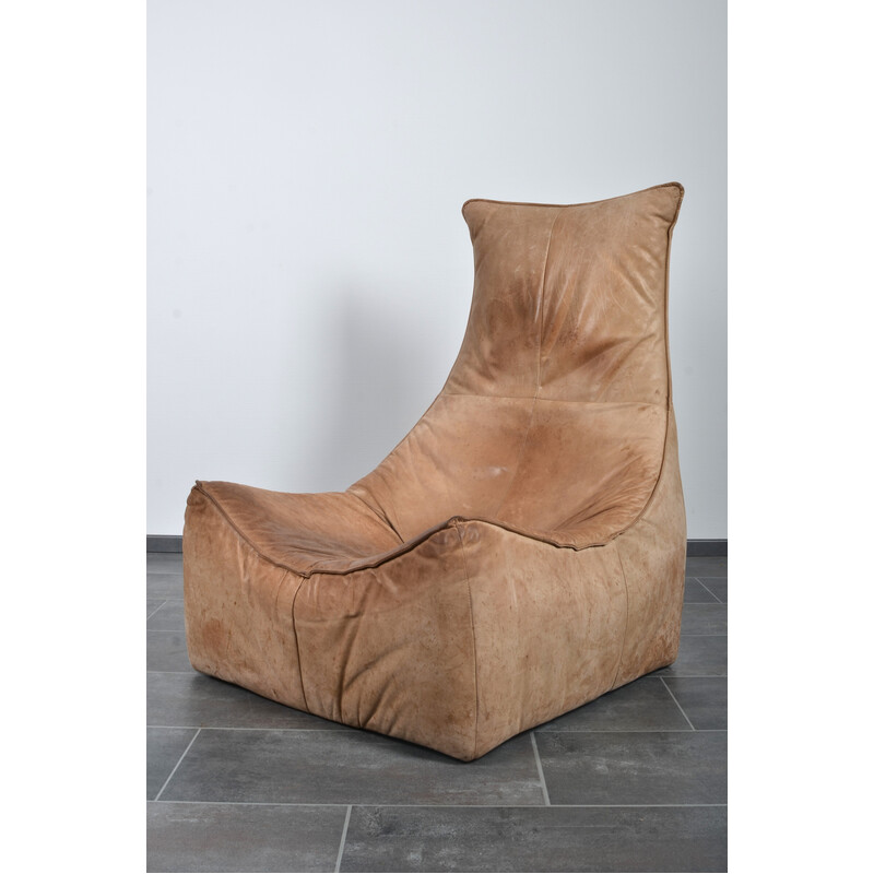 Fauteuil Florence vintage en cuir cognac et bois par Gerard van den Berg pour Montis