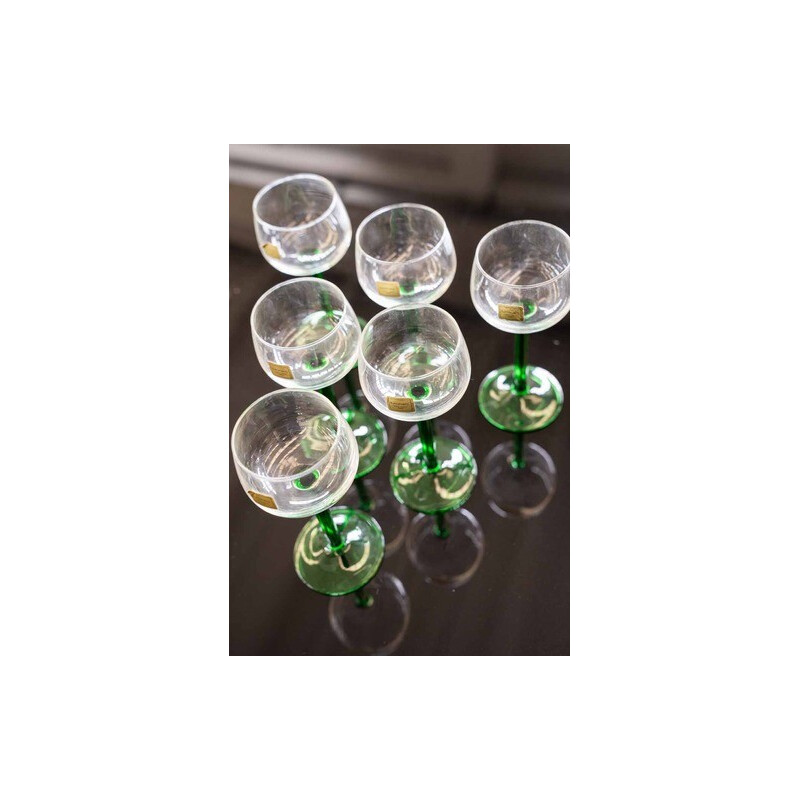 Set of 6 vintage liqueur and wine glasses by Luminarc, France 1970