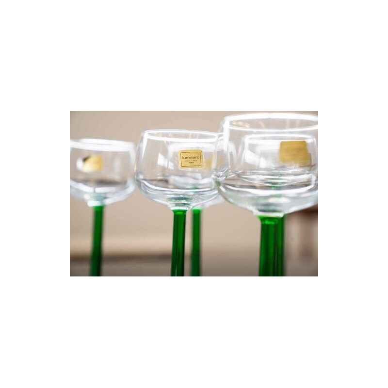 Set of 6 vintage liqueur and wine glasses by Luminarc, France 1970