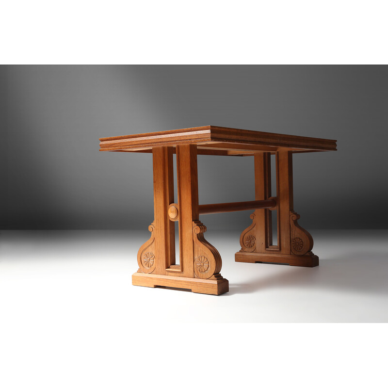 Vintage Art Deco coffee table in solid oakwood, 1940