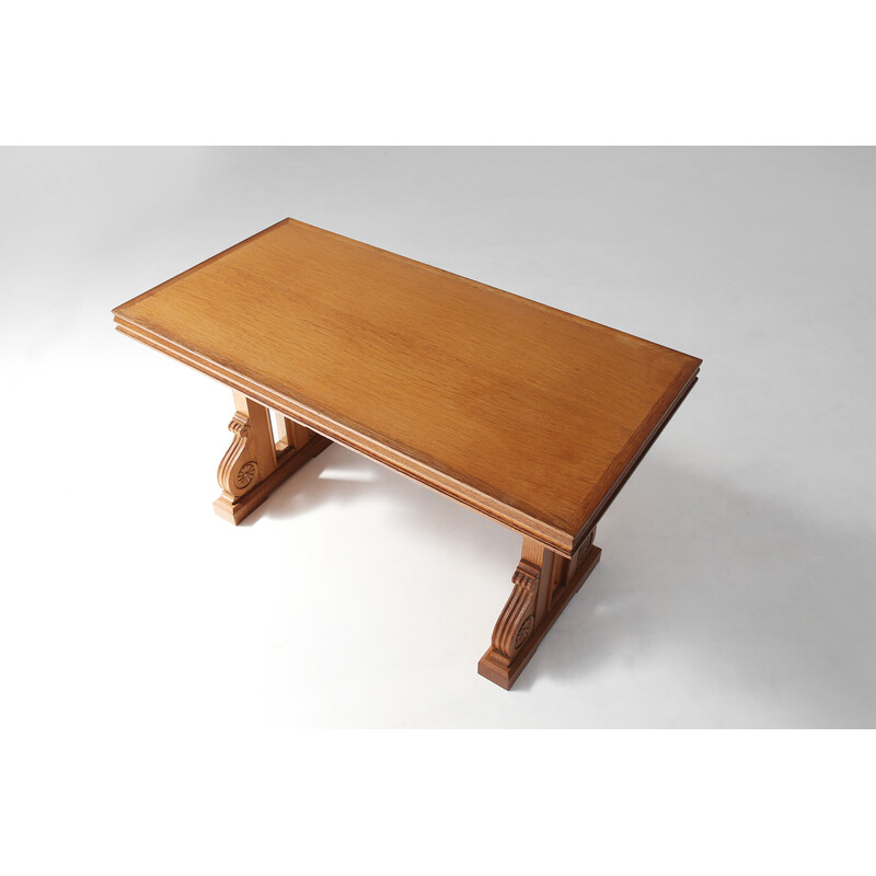 Vintage Art Deco coffee table in solid oakwood, 1940