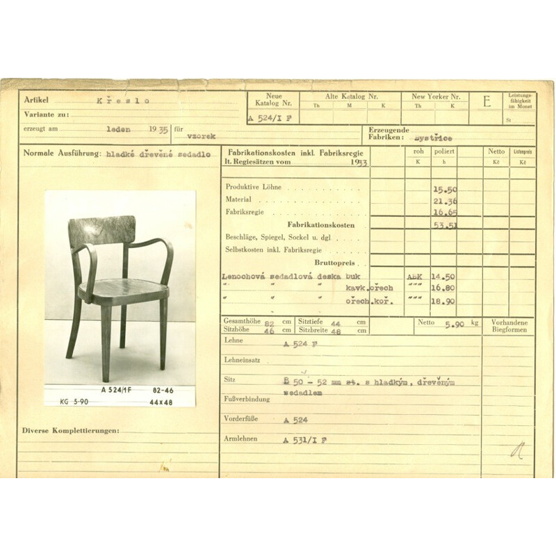 Paire de chaises A524F par Thonet - 1930