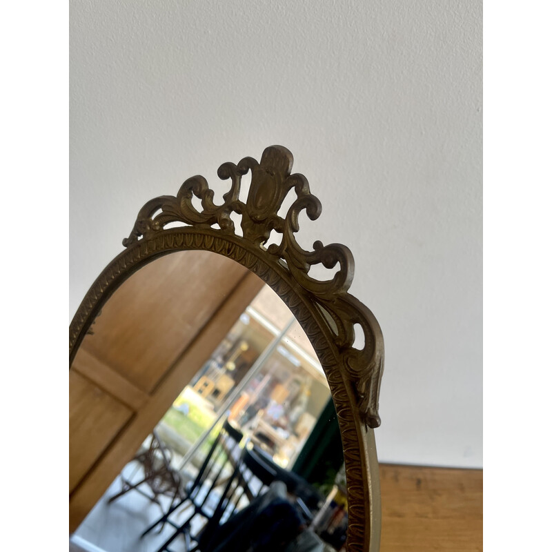 Vintage brass table mirror