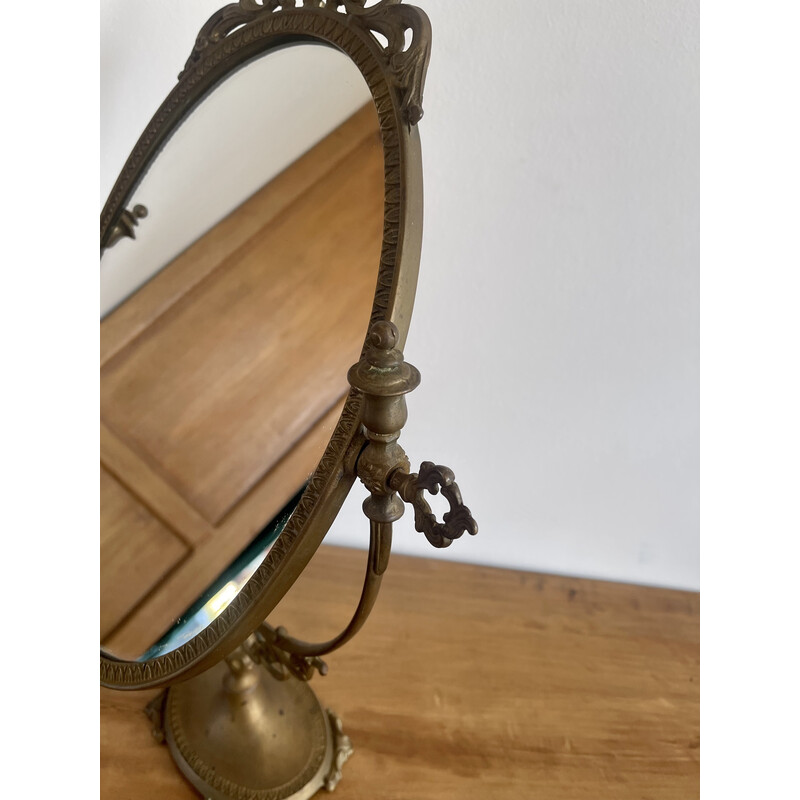 Vintage brass table mirror