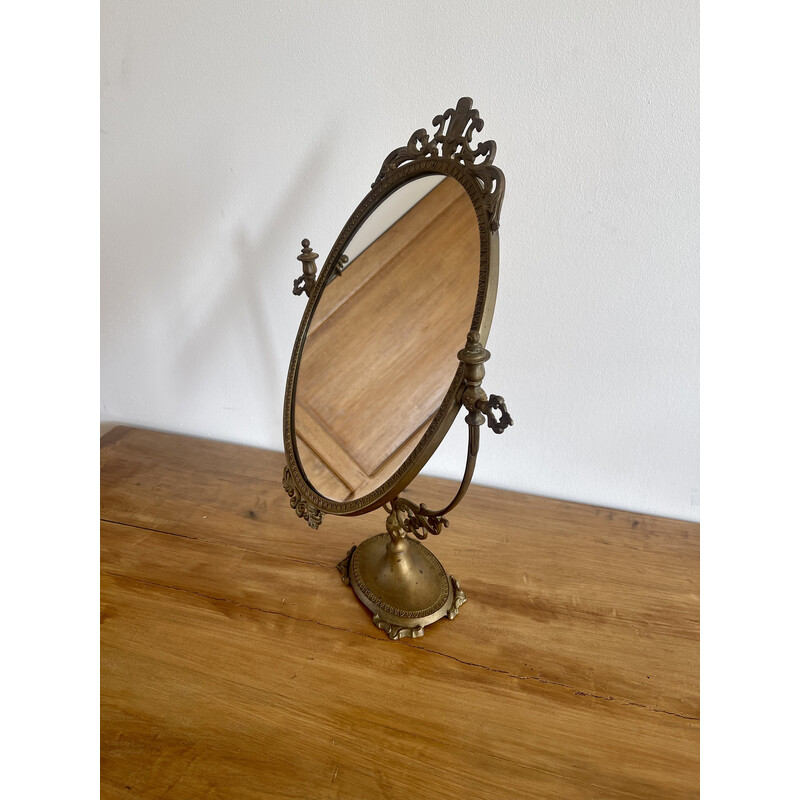 Vintage brass table mirror