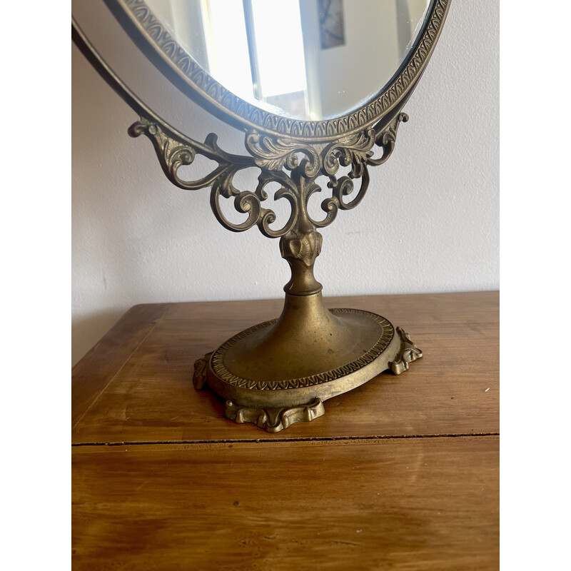 Vintage brass table mirror