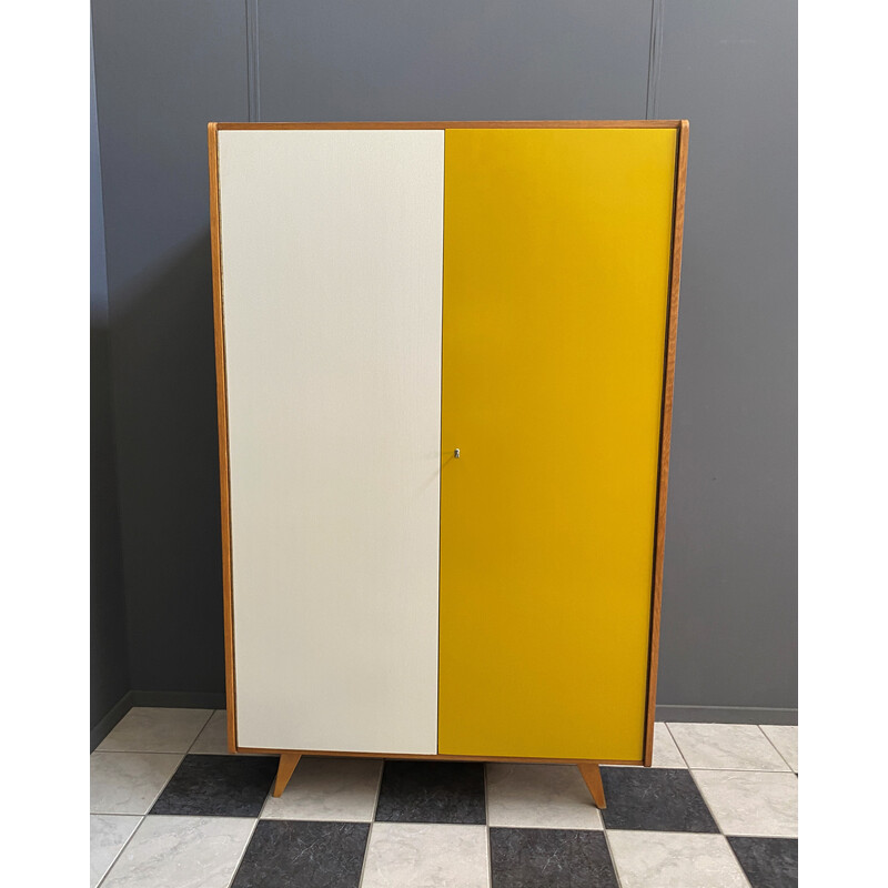 Vintage Jiroutek cabinet in yellow and white model u458-1 for interier Praha, 1963