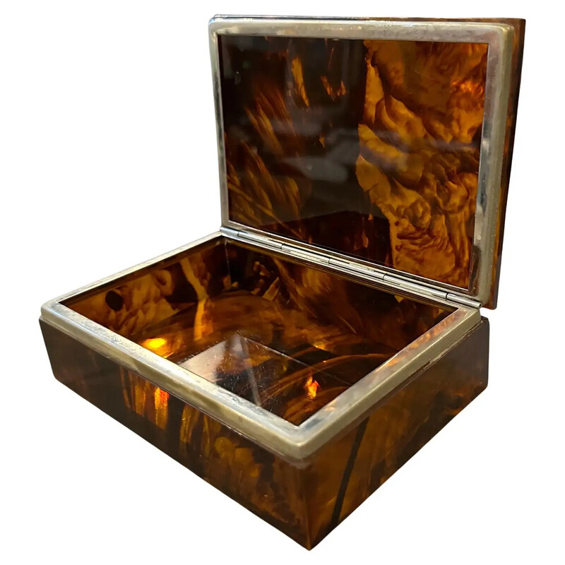 Vintage jewelry box in lucite and metal, Italy 1980