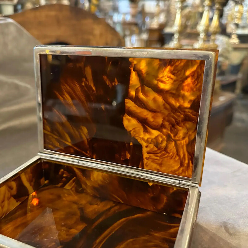 Vintage jewelry box in lucite and metal, Italy 1980
