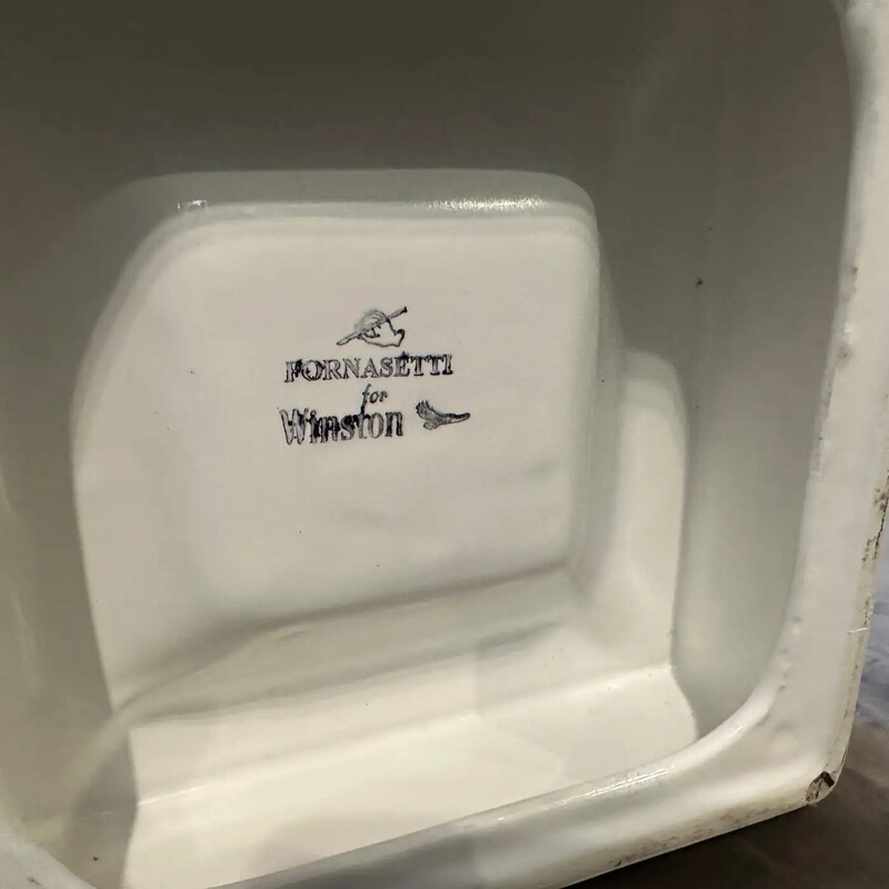 Vintage white ceramic ashtray by Fornasetti for Winston, 1970