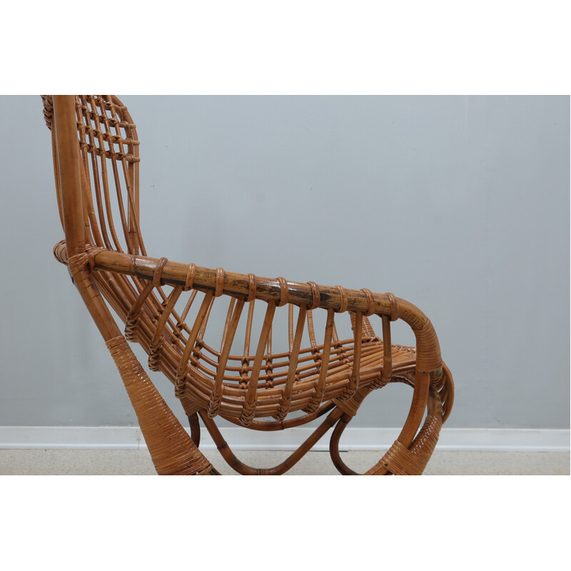 Paar vintage rotan fauteuils van Tito Agnoli voor Bonacina, 1960