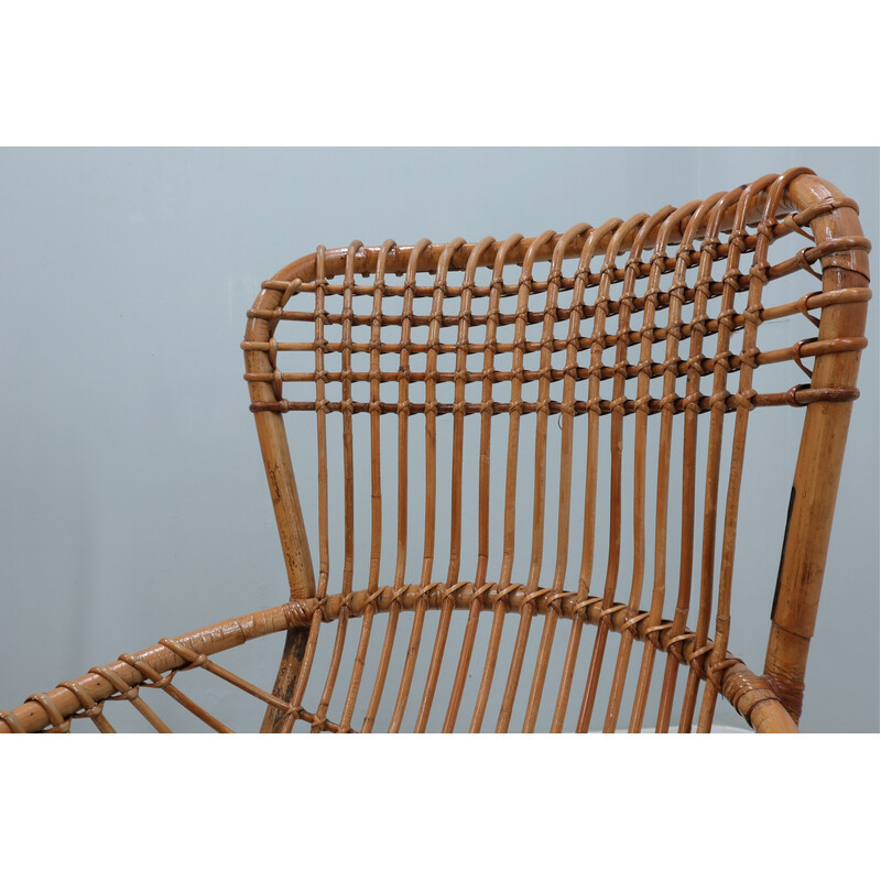 Paar vintage rotan fauteuils van Tito Agnoli voor Bonacina, 1960