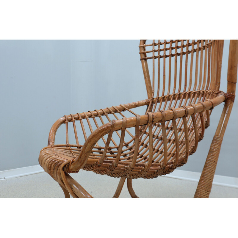 Paar vintage rotan fauteuils van Tito Agnoli voor Bonacina, 1960