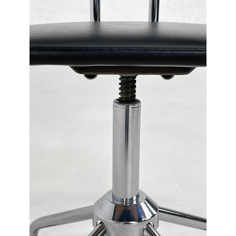 Vintage adjustable office chair in chromed metal, 1950