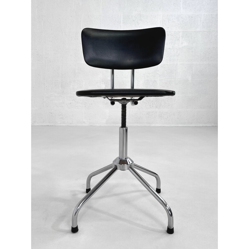 Vintage adjustable office chair in chromed metal, 1950
