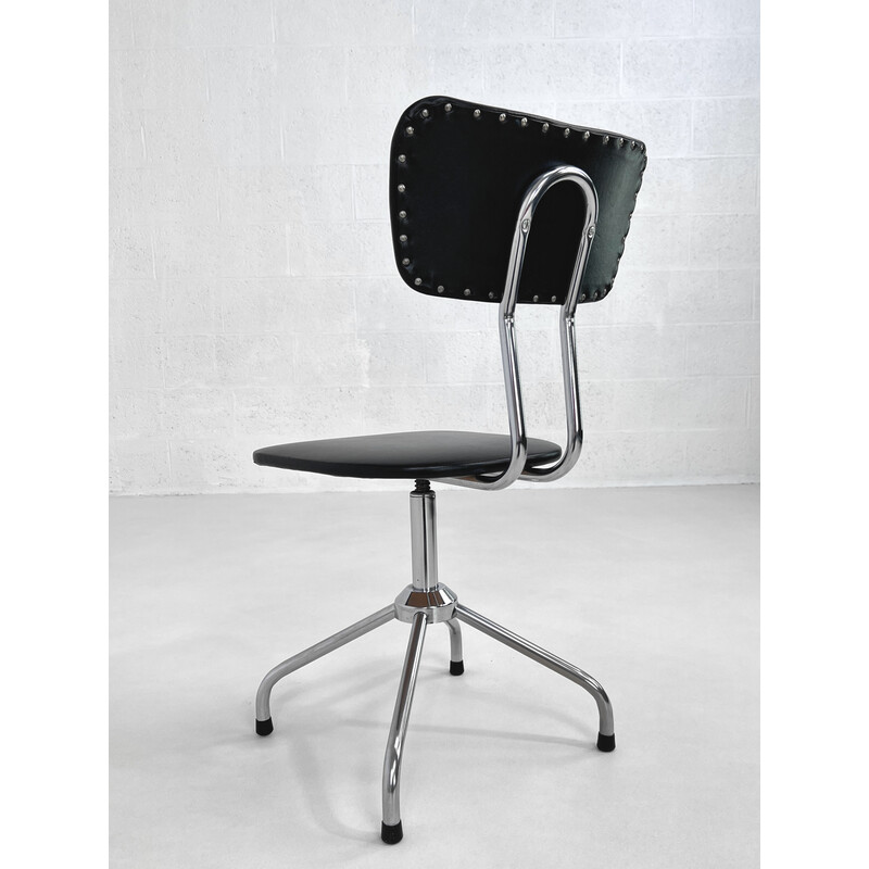 Vintage adjustable office chair in chromed metal, 1950